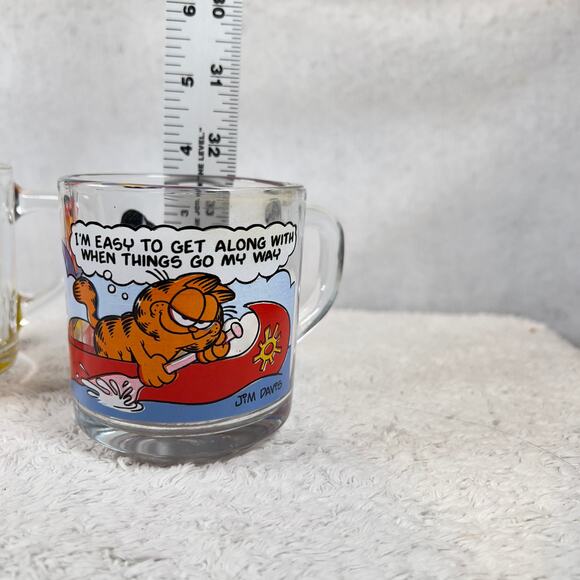 Vintage Anchor Hocking X McDonalds X Garfield 1978 Two Coffee Mugs Jim Davis USA - Picture 3 of 15